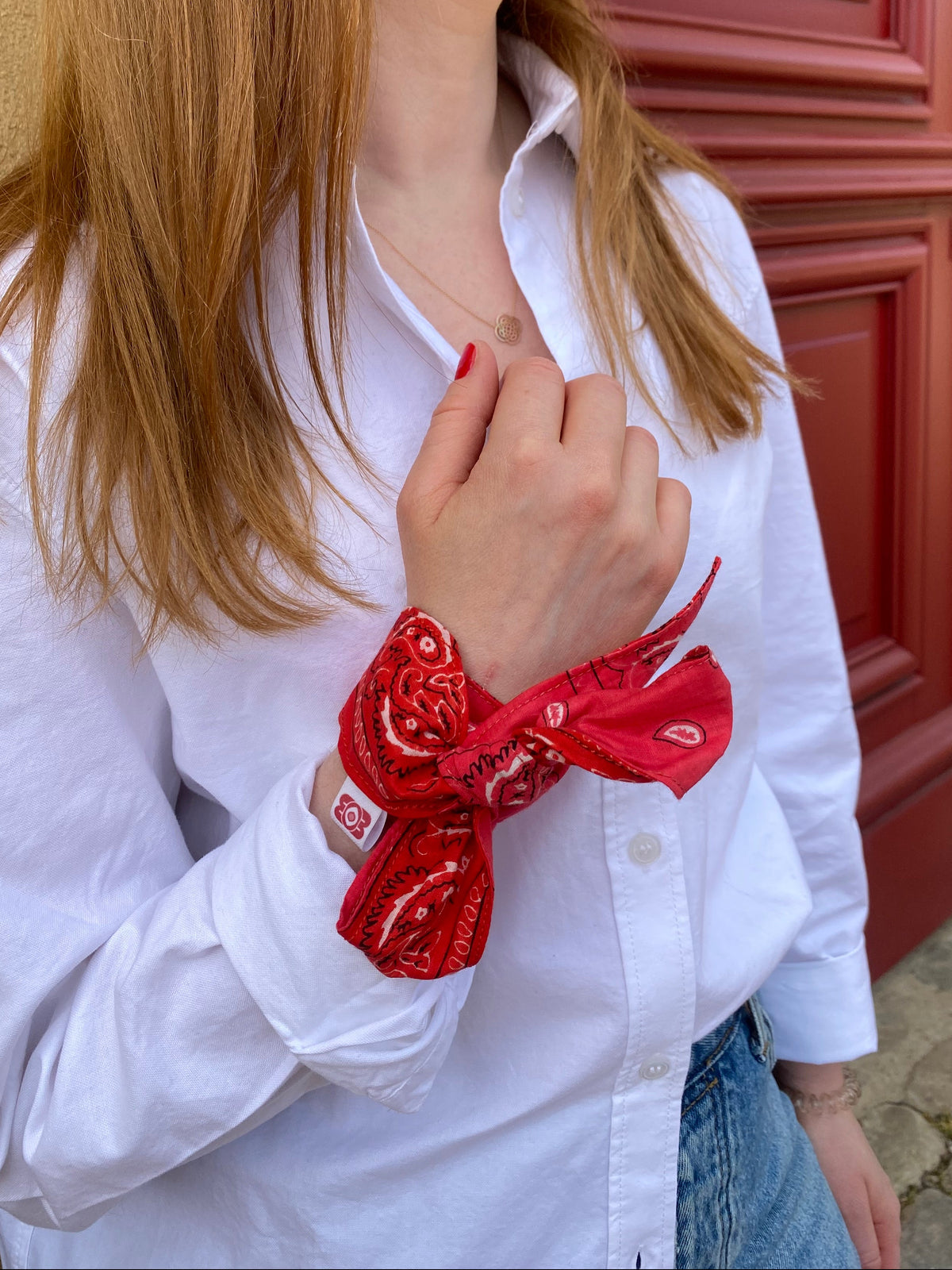 bracelet-twilly-reversible-kavi-bandana-rouge-et-bandana-rose-femme-collection-bandana-bloom-coton-block-print-savoir-faire-confection-francaise