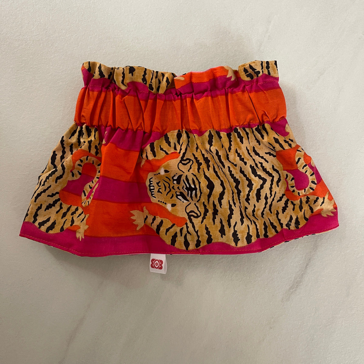 Col amovible réversible Omèna, tigre du Bengale, volants, coton, confection française