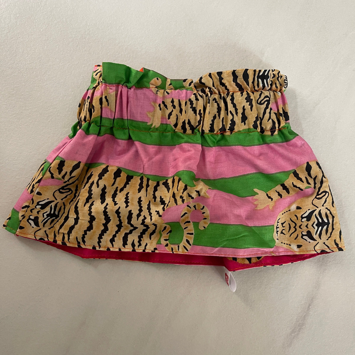 Col amovible réversible Omèna, tigre du Bengale, volants, coton, confection française