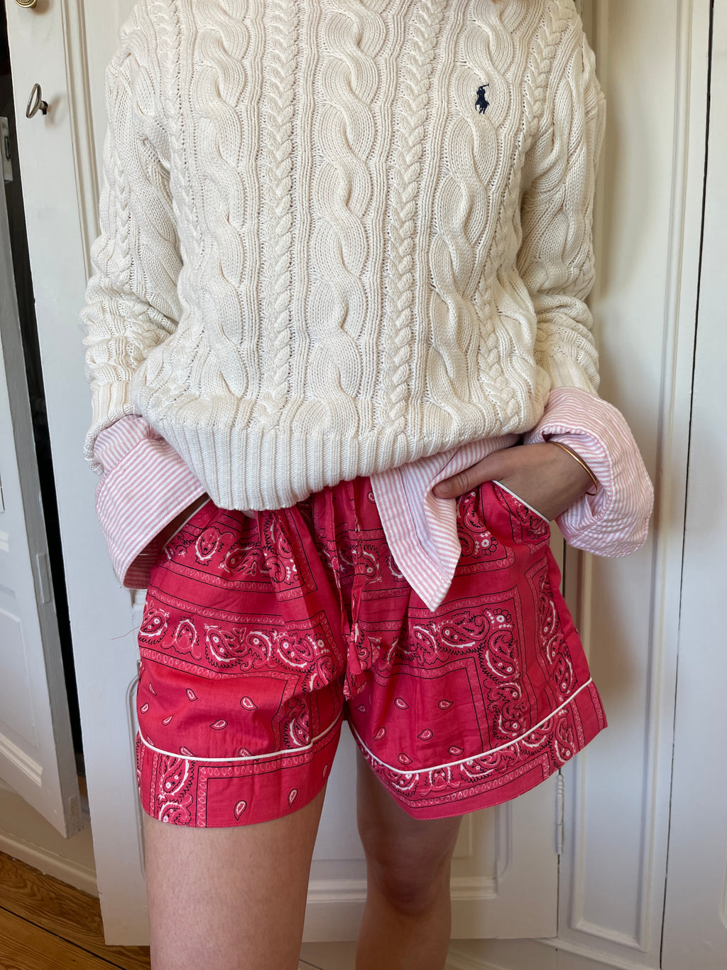 details-pyjama-short-bandana-rose-hari-collection-bandana-bloom-coton-block-print-indien-confection-artisanale-inde