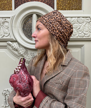 Bandana Maran réversible léopard et bandana bordeaux