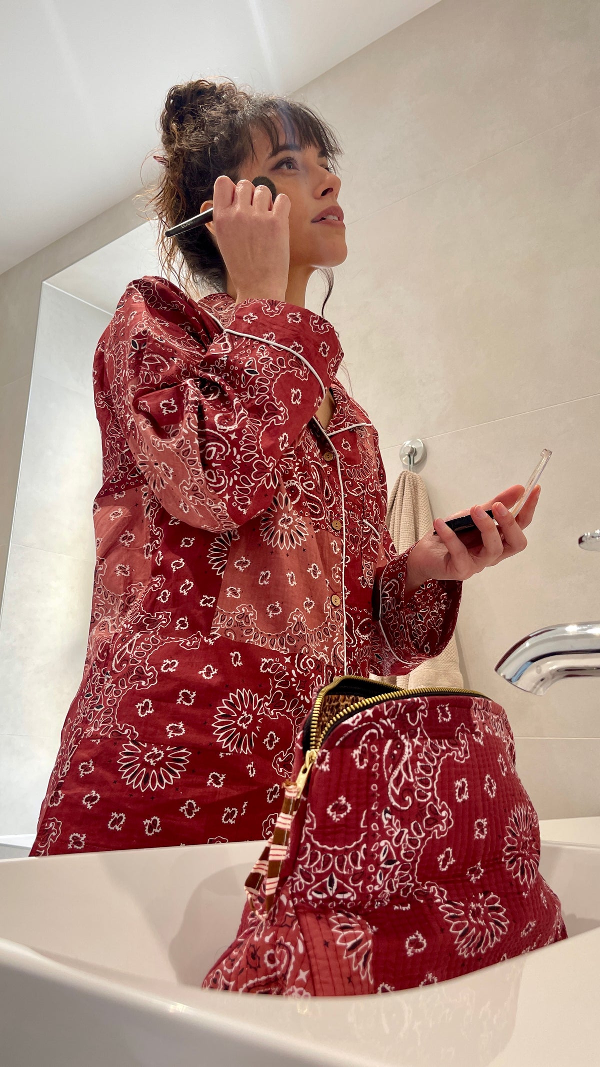 Pyjama pantalon Hari imprimé patchwork bandana bordeaux