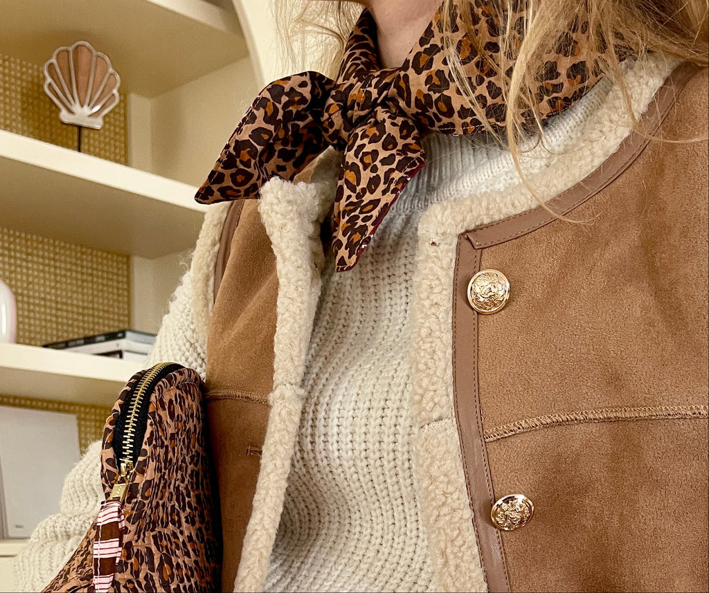 Bandana Maran réversible léopard et bandana bordeaux