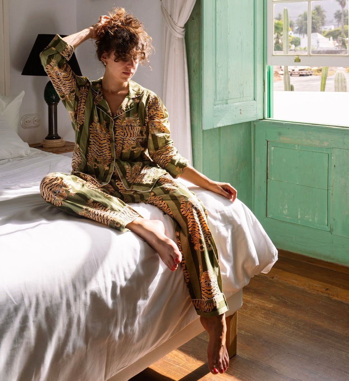 Pyjama pantalon femme Hari en coton – homewear artisanal indien