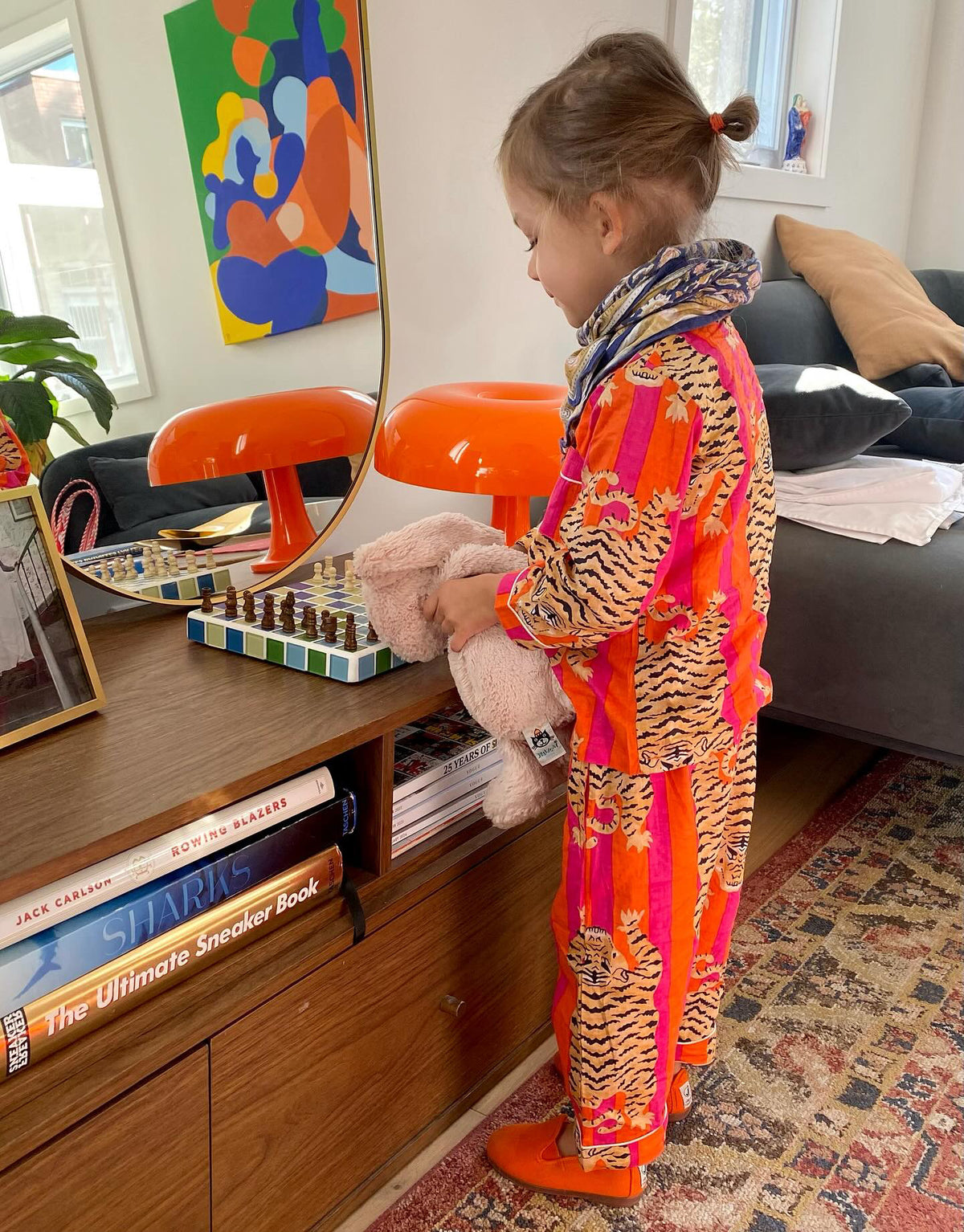 Pyjama pantalon enfant Hari en coton – homewear artisanal blockprint