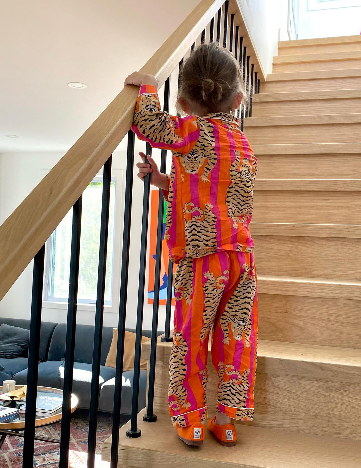 Pyjama pantalon enfant Hari en coton – homewear artisanal blockprint