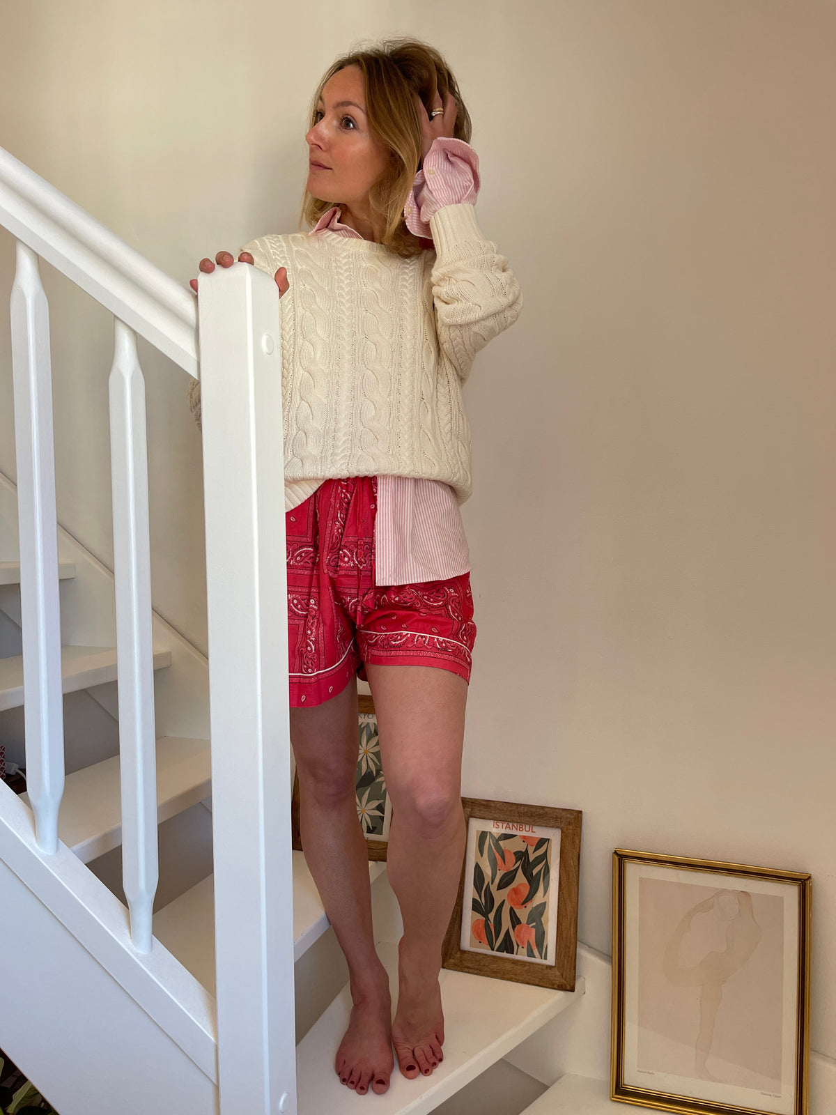 pyjama-short-bandana-rose-hari-collection-bandana-bloom-coton-block-print-indien-confection-artisanale-inde