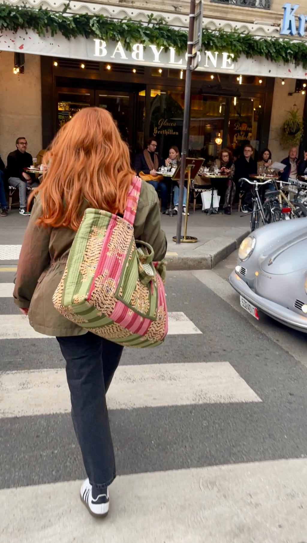 Maxi cabas Ravi matelassé et réversible, fond déperlant, poches zippées, blockprint Inde, confection française à la demande