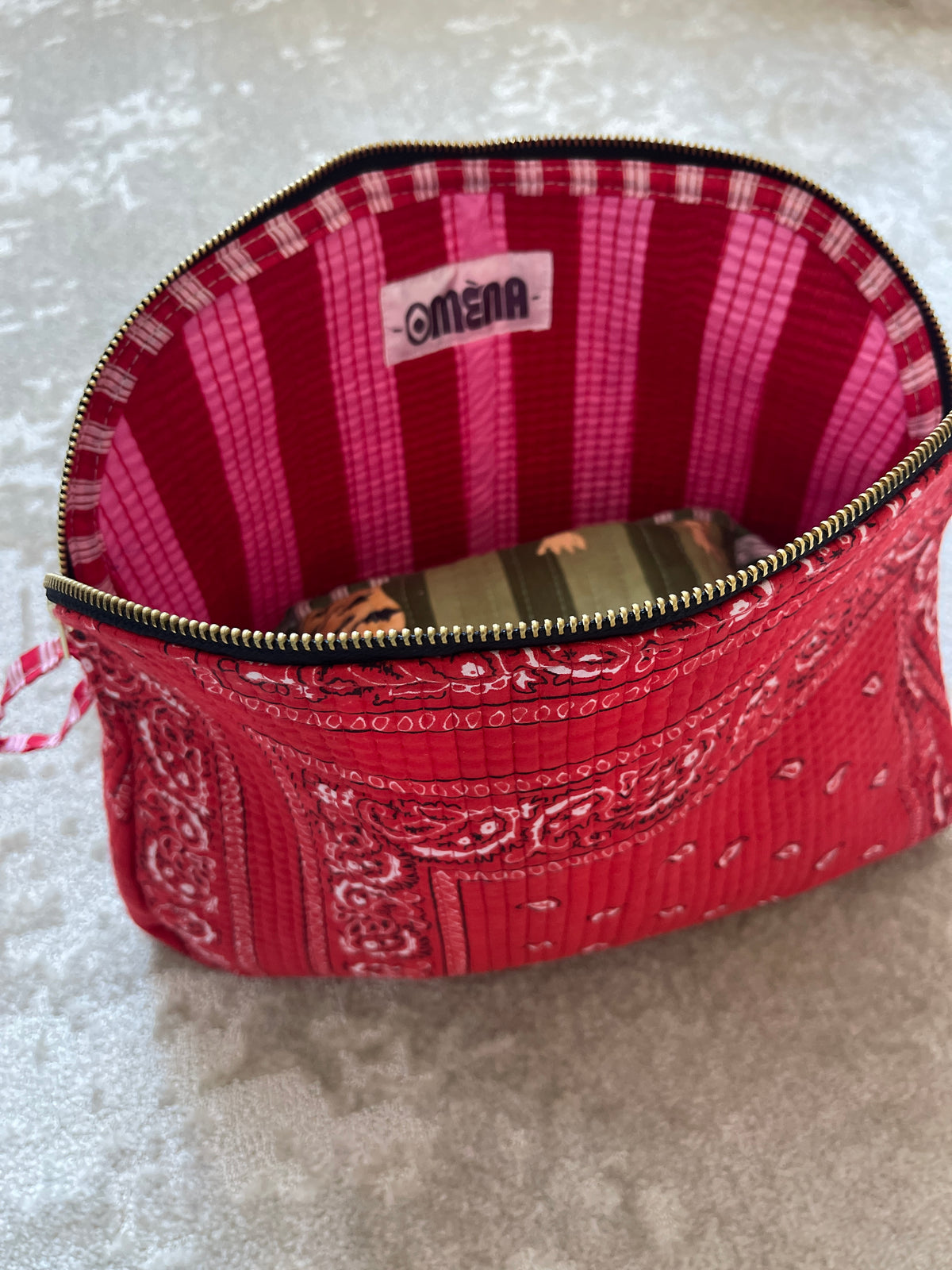 maxi-pochette-meera-bandana-rouge-collection-bandana-bloom-coton-matelasse-block-print-indien