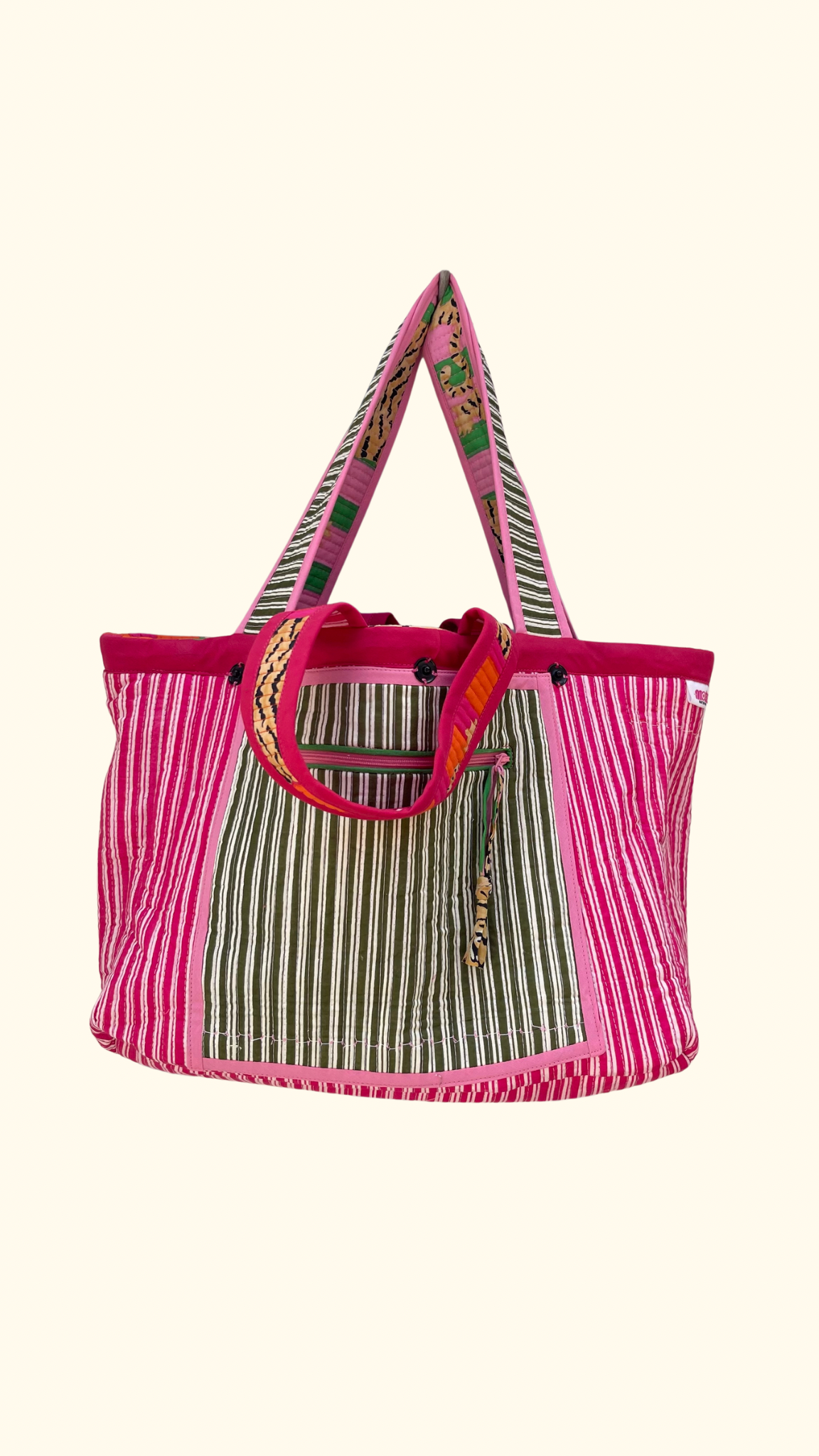 Moyen cabas matelassé et réversible Ravi marque Omèna fait en France à la demande