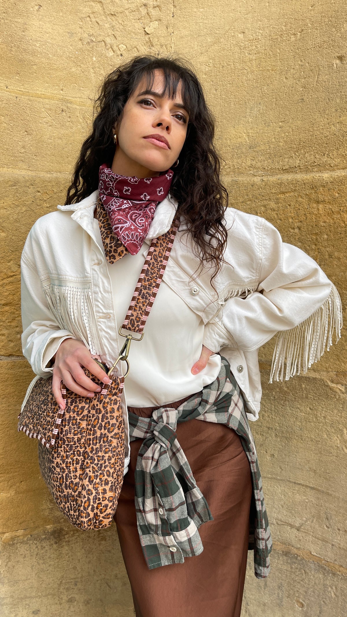 Bandana Maran réversible léopard et bandana bordeaux