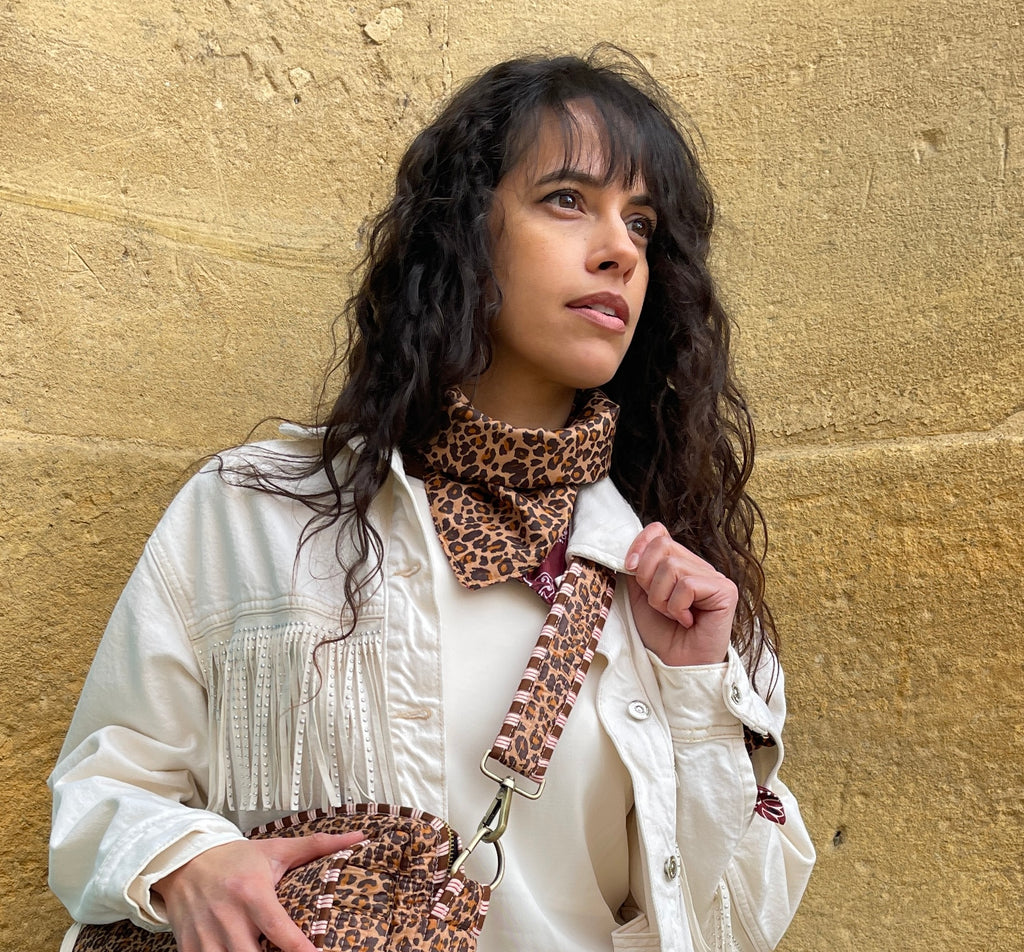 Bandana Maran réversible léopard et bandana bordeaux