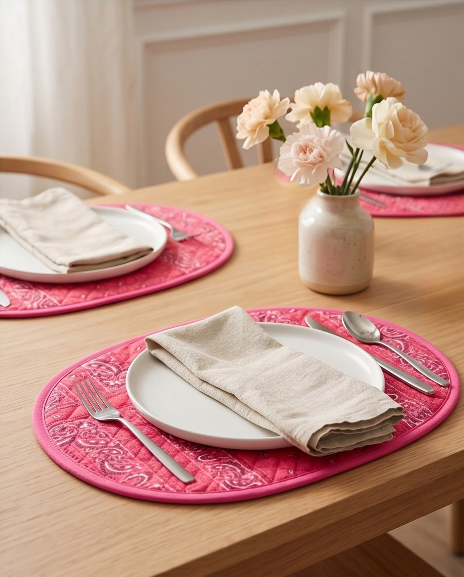 Set de table réversible en coton matelassé block print indien