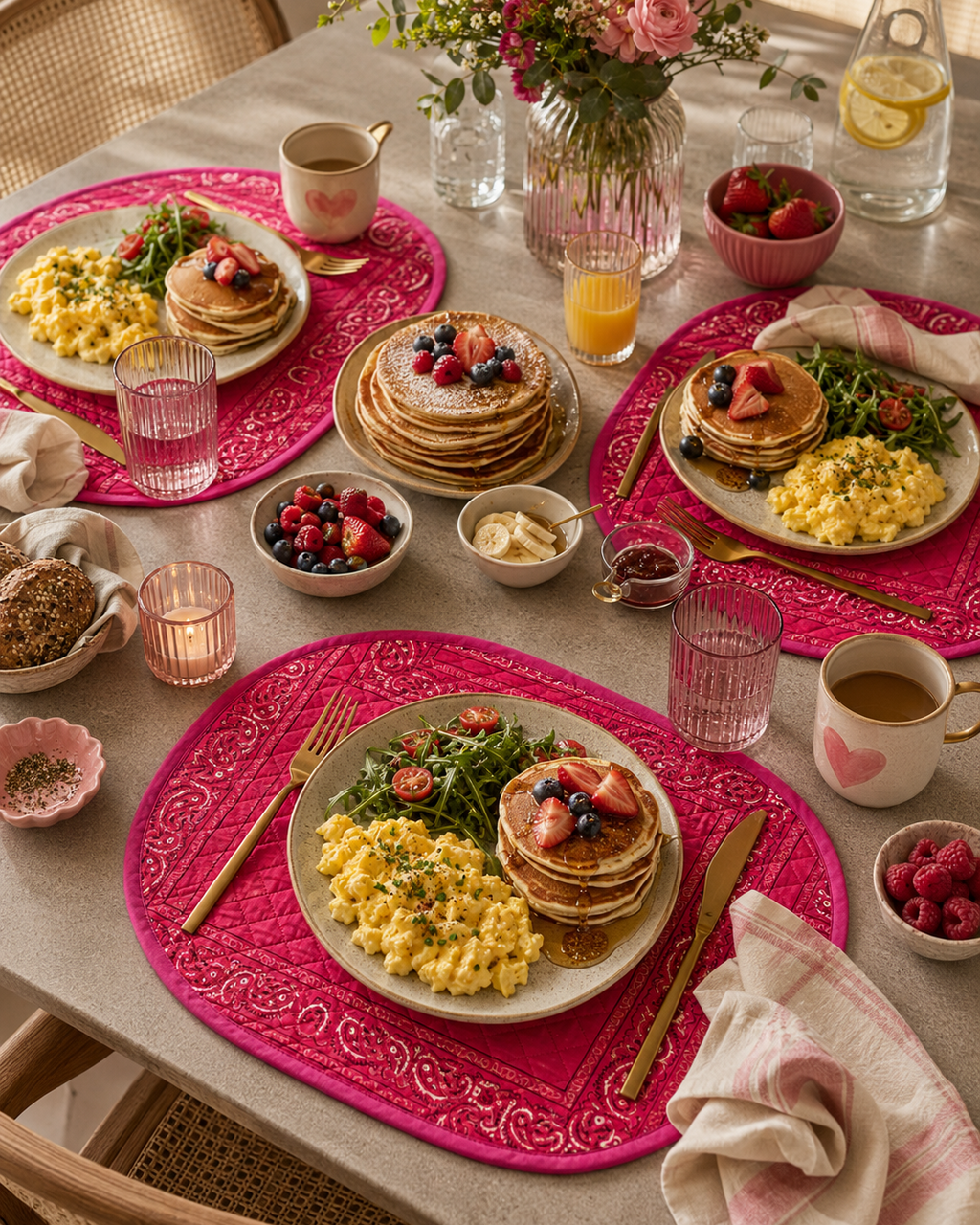 set de table réversible bandana rose block print indien