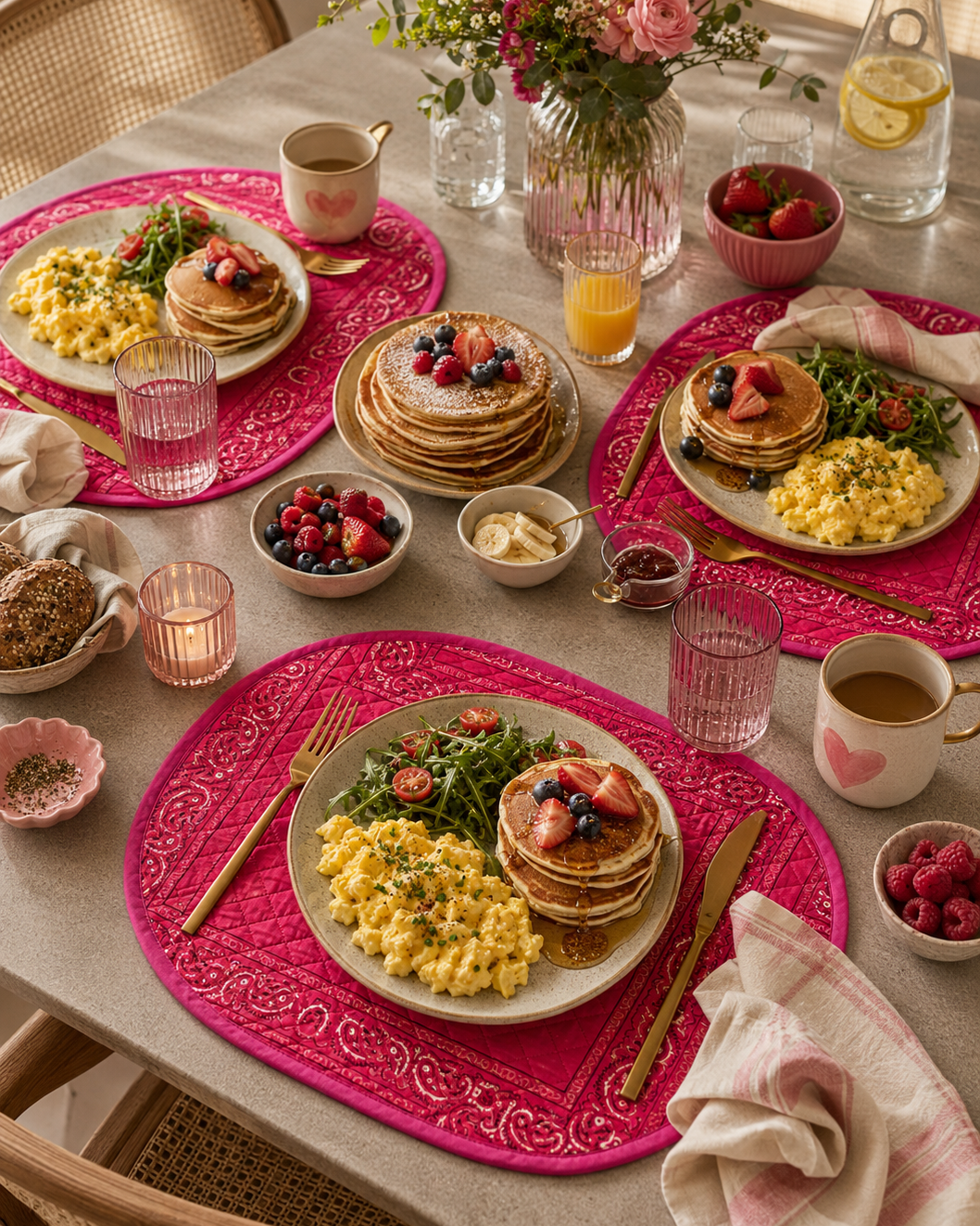 set de table réversible bandana rose block print indien